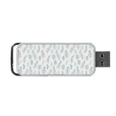 Whimsical Feather Pattern Dusk Blue Portable Usb Flash (one Side) by Zandiepants