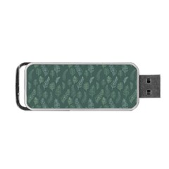 Whimsical Feather Pattern, Forest Green Portable Usb Flash (one Side) by Zandiepants