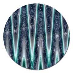 Blue Turquoise Zigzag Pattern Magnet 5  (round) by BrightVibesDesign