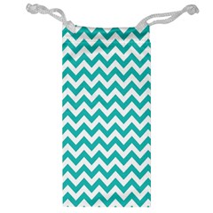 Turquoise & White Zigzag Pattern Jewelry Bag by Zandiepants