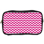 Hot Pink & White Zigzag Pattern Toiletries Bag (Two Sides) Back