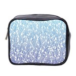 Blue Ombre feather pattern, white, Mini Toiletries Bag (Two Sides) Front