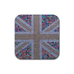 Multicoloured Union Jack Rubber Coaster (square)  by cocksoupart