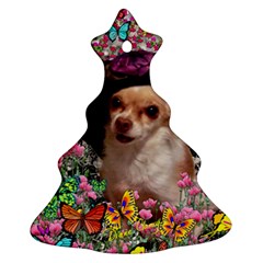 Chi Chi In Butterflies, Chihuahua Dog In Cute Hat Ornament (christmas Tree) by DianeClancy