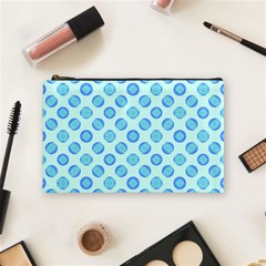 Pastel Turquoise Blue Retro Circles Cosmetic Bag (medium)  by BrightVibesDesign