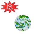 Tie Dye Green Blue Abstract Swirl 1  Mini Buttons (100 pack)  Front