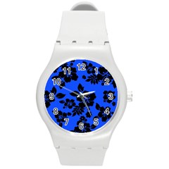 Dark Blue Hawaiian Round Plastic Sport Watch (m) by AlohaStore