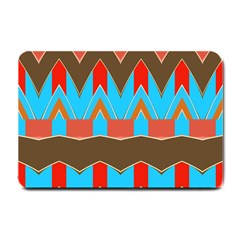 Blue Brown Chevrons                                                                       			small Doormat by LalyLauraFLM