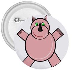 Pink Rhino 3  Buttons by Valentinaart