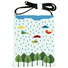 Birds In The Rain Shoulder Sling Bags by justynapszczolka