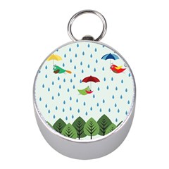 Birds In The Rain Mini Silver Compasses by justynapszczolka