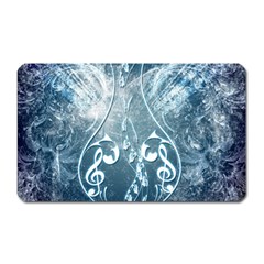 Music, Decorative Clef With Floral Elements In Blue Colors Magnet (rectangular) by FantasyWorld7