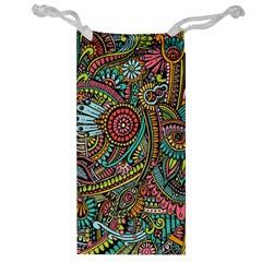 Colorful Hippie Flowers Pattern, Zz0103 Jewelry Bag by Zandiepants