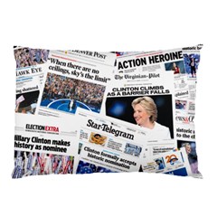 Hillary 2016 Historic Newspaper Collage Pillow Case (two Sides) by blueamerica