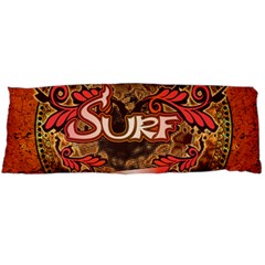 Surfing, Surfboard With Floral Elements  And Grunge In Red, Black Colors Body Pillow Case (dakimakura) by FantasyWorld7