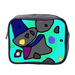 Blue Comic Abstract Mini Toiletries Bag 2-side by Valentinaart