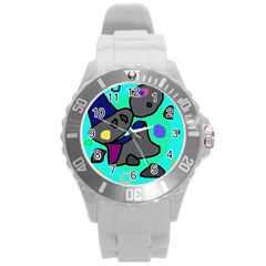 Blue Comic Abstract Round Plastic Sport Watch (l) by Valentinaart