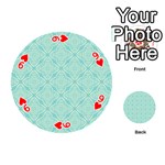 Light Blue Lattice Pattern Playing Cards 54 (Round)  Front - Heart9