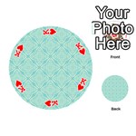 Light Blue Lattice Pattern Playing Cards 54 (Round)  Front - HeartK