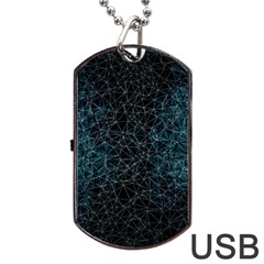 Polygonal And Triangles In Blue Colors  Dog Tag Usb Flash (one Side) by vanessagf