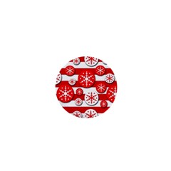 Snowflake Red And White Pattern 1  Mini Magnets by Valentinaart