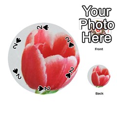 Red Tulip Watercolor Painting Playing Cards 54 (round)  by picsaspassion