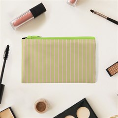 Summer Sand Color Pink Stripes Cosmetic Bag (xs) by picsaspassion