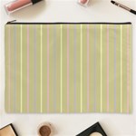 Summer sand color lilac pink yellow stripes pattern Cosmetic Bag (XXXL)  Front