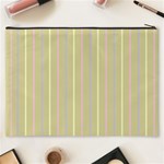 Summer sand color lilac pink yellow stripes pattern Cosmetic Bag (XXXL)  Back