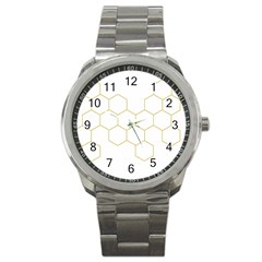 Honeycomb Pattern Graphic Design Sport Metal Watch by picsaspassion