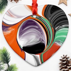 Abstract Orb In Orange, Purple, Green, And Black Ornament (heart)  by digitaldivadesigns