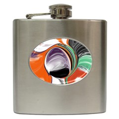 Abstract Orb In Orange, Purple, Green, And Black Hip Flask (6 Oz) by digitaldivadesigns