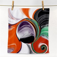 Abstract Orb In Orange, Purple, Green, And Black Face Towel by digitaldivadesigns