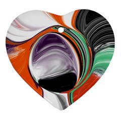 Abstract Orb In Orange, Purple, Green, And Black Ornament (heart)  by digitaldivadesigns