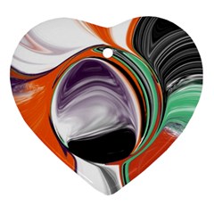 Abstract Orb In Orange, Purple, Green, And Black Heart Ornament (2 Sides) by digitaldivadesigns