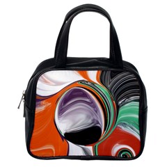 Abstract Orb In Orange, Purple, Green, And Black Classic Handbags (one Side) by digitaldivadesigns