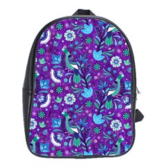 Peacock School Bag (large) by michellelobelia