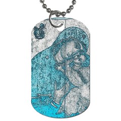 Mother Mary And Infant Jesus Christ  Blue Portrait Old Vintage Drawing Dog Tag (one Side) by yoursparklingshop