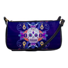 Día De Los Muertos Skull Ornaments Multicolored Shoulder Clutch Bags by EDDArt