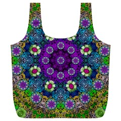 Colors And Flowers In A Mandala Full Print Recycle Bags (l)  by pepitasart