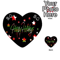 Happy Holidays 2  Playing Cards 54 (heart)  by Valentinaart