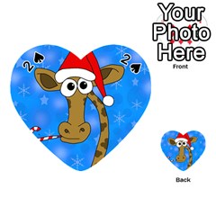 Xmas Giraffe - Blue Playing Cards 54 (heart)  by Valentinaart