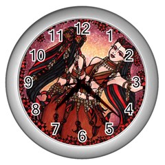 Gemini Tribal Twins Wall Clocks (silver)  by BubbSnugg