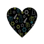 Xmas pattern - Blue and yellow Heart Magnet Front