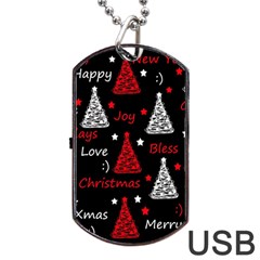 New Year Pattern - Red Dog Tag Usb Flash (one Side) by Valentinaart