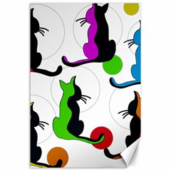 Colorful Abstract Cats Canvas 24  X 36  by Valentinaart