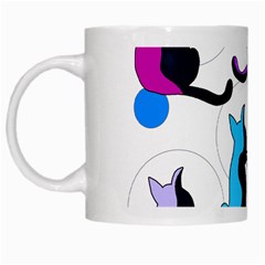 Purple Abstract Cats White Mugs by Valentinaart