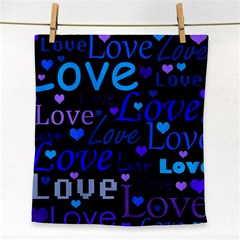 Blue Love Pattern Face Towel by Valentinaart