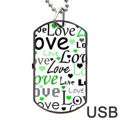 Green  Valentine s Day Pattern Dog Tag Usb Flash (two Sides)  by Valentinaart