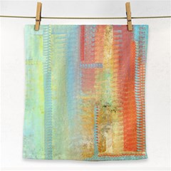 Unique Abstract In Green, Blue, Orange, Gold Face Towel by digitaldivadesigns